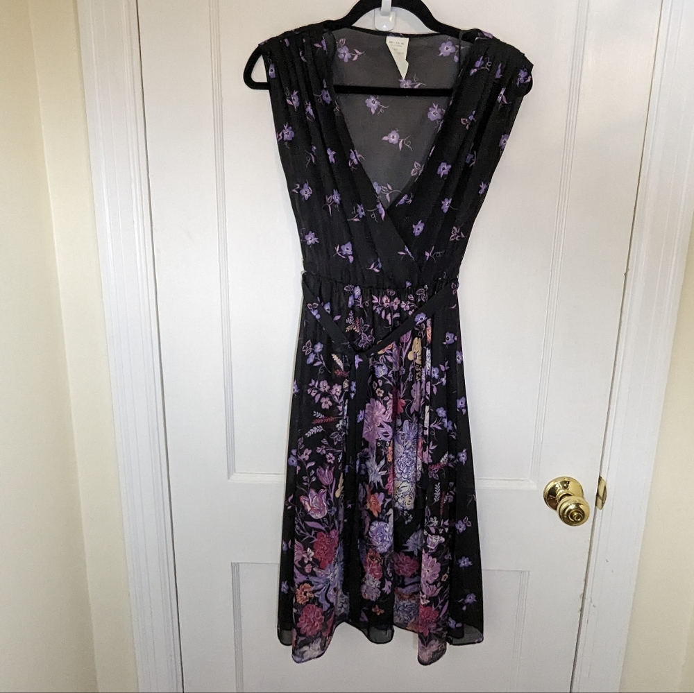 Vintage sheer floral wrap style dress
